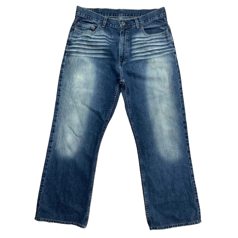 Express Jeans Mens 33x32 Loose Fit Bleach Blast Straight Leg Made In USA  *NOTE